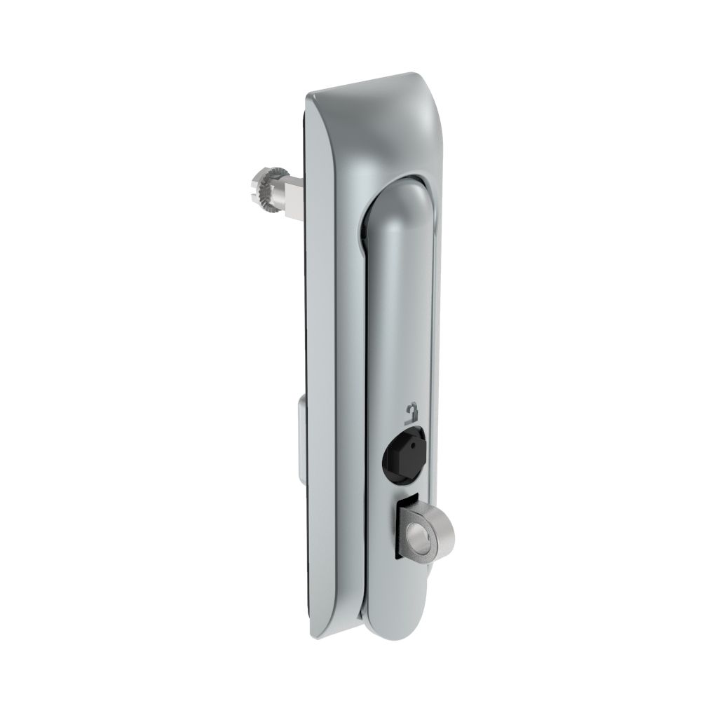 Southco Swinghandle Latch, Medium Size - 125 mm (4.92 in), With Padlock Hasp, Use with Linear Actuator or as Single Point Latch, Bellcore 216 Key, Non-Sealed, Zinc Alloy, Satin Chrome Plated