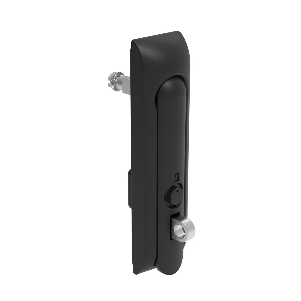 Southco Swinghandle Latch, Medium Size - 125 mm (4.92 in), With Padlock Hasp, Use with Linear Actuator or as Single Point Latch, Bellcore 216 Key, Non-Sealed, Zinc Alloy, Powder Coated, Black