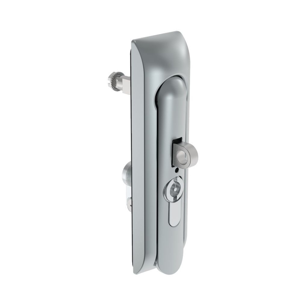 Southco Swinghandle Latch, Medium Size - 125 mm (4.92 in), With Padlock Hasp, Use with Linear Actuator or as Single Point Latch, 3 mm Double Bit DIN, Non-Sealed, Zinc Alloy, Satin Chrome Plated
