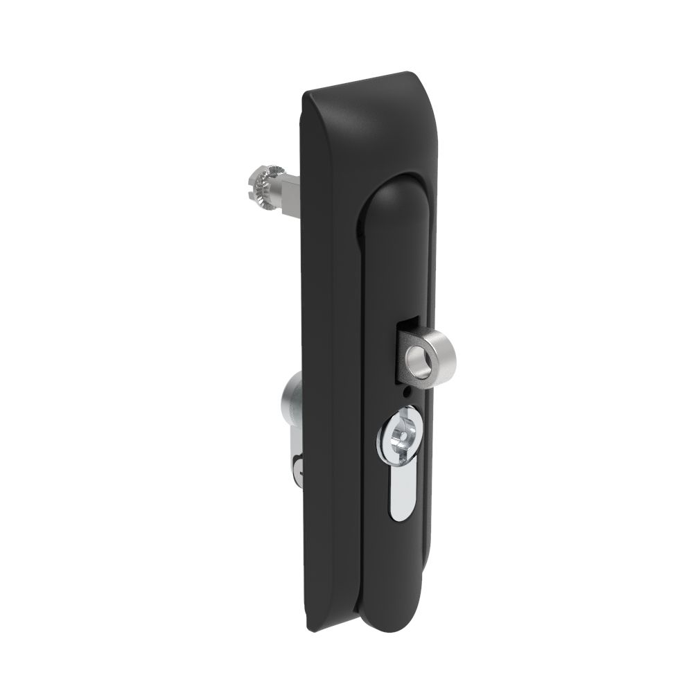 Southco Swinghandle Latch, Medium Size - 125 mm (4.92 in), With Padlock Hasp, Use with Linear Actuator or as Single Point Latch, 3 mm Double Bit DIN, Non-Sealed, Zinc Alloy, Powder Coated, Black