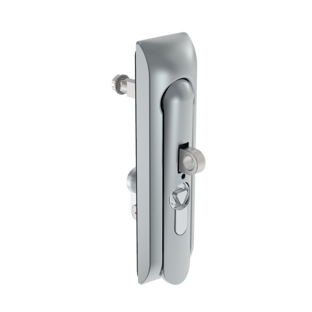 Southco Swinghandle Latch, Medium Size - 125 mm (4.92 in), With Padlock Hasp, Use with Linear Actuator or as Single Point Latch, 8 mm Triangle DIN, Non-Sealed, Zinc Alloy, Satin Chrome Plated
