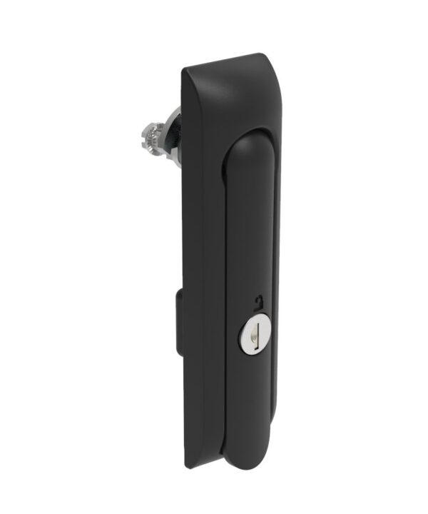 Southco Swinghandle Latch, Medium Size - 125 mm (4.92 in), Without Padlock Hasp, Use with Linear Actuator, CH 751 Key (2 Keys Included), Non-Sealed, Zinc Alloy, Powder Coated, Black