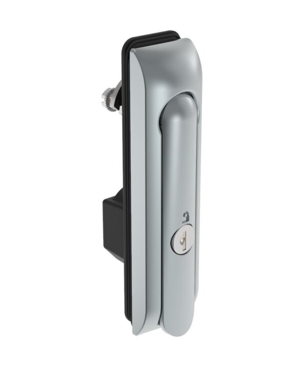 Southco Swinghandle Latch, Medium Size - 125 mm (4.92 in), Without Padlock Hasp, Use with Linear Actuator, CH 751 Key (2 Keys Included), Sealed, Zinc Alloy, Satin Chrome Plated