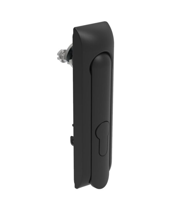 Southco Swinghandle Latch, Medium Size - 125 mm (4.92 in), Without Padlock Hasp, Use with Linear Actuator, Non-Locking with detent, Non-Sealed, Zinc Alloy, Powder Coated, Black