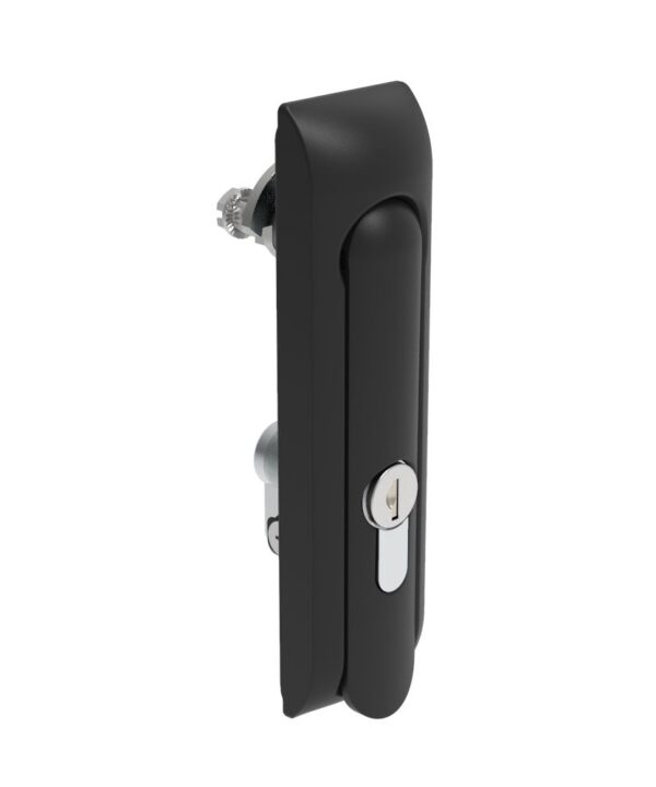 Southco Swinghandle Latch, Medium Size - 125 mm (4.92 in), Without Padlock Hasp, Use with Linear Actuator, CH 751 Key DIN, Non-Sealed, Zinc Alloy, Powder Coated, Black