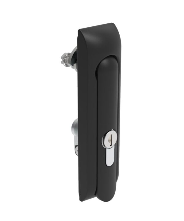 Southco Swinghandle Latch, Medium Size - 125 mm (4.92 in), Without Padlock Hasp, Use with Linear Actuator, CH 333 Key DIN, Non-Sealed, Zinc Alloy, Powder Coated, Black