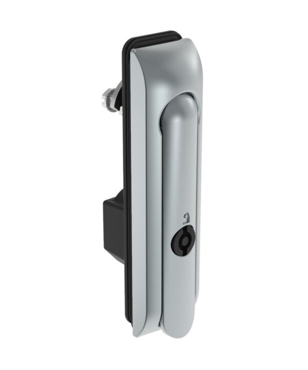 Southco Swinghandle Latch, Medium Size - 125 mm (4.92 in), Without Padlock Hasp, Use with Linear Actuator, 5 mm Double Bit, Sealed, Zinc Alloy, Satin Chrome Plated