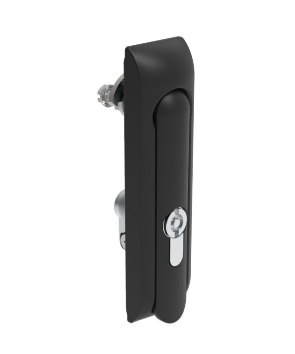 Southco Swinghandle Latch, Medium Size - 125 mm (4.92 in), Without Padlock Hasp, Use with Linear Actuator, 5 mm Double Bit DIN, Non-Sealed, Zinc Alloy, Powder Coated, Black