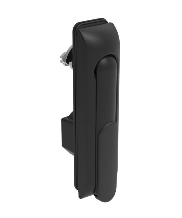 Southco Swinghandle Latch, Medium Size - 125 mm (4.92 in), Without Padlock Hasp, Use with Linear Actuator, Bellcore 216 Key DIN, Sealed, Zinc Alloy, Powder Coated, Black