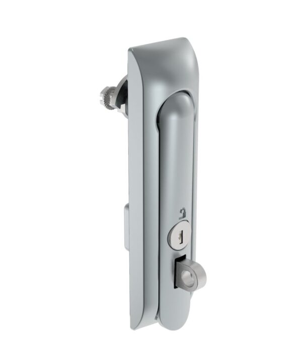 Southco Swinghandle Latch, Medium Size - 125 mm (4.92 in), With Padlock Hasp, Use with Linear Actuator or as Single Point Latch, CH 300 Key, Non-Sealed, Zinc Alloy, Satin Chrome Plated