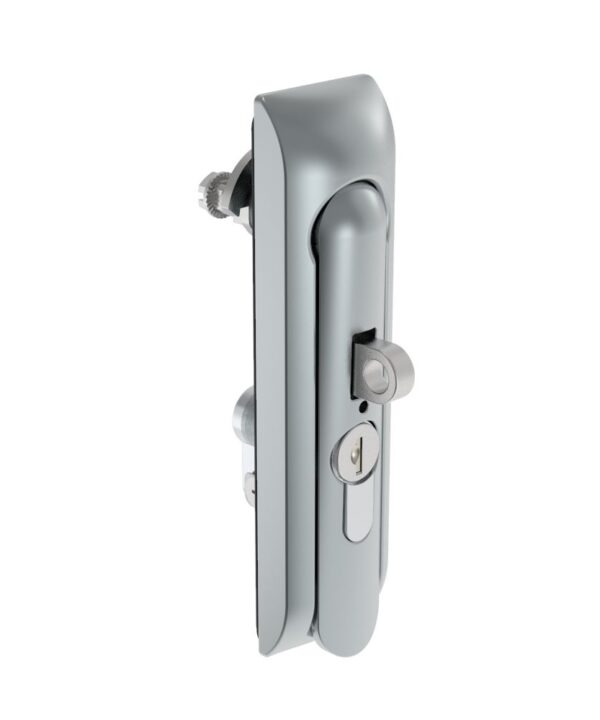 Southco Swinghandle Latch, Medium Size - 125 mm (4.92 in), With Padlock Hasp, Use with Linear Actuator or as Single Point Latch, CH 333 Key DIN, Non-Sealed, Zinc Alloy, Satin Chrome Plated