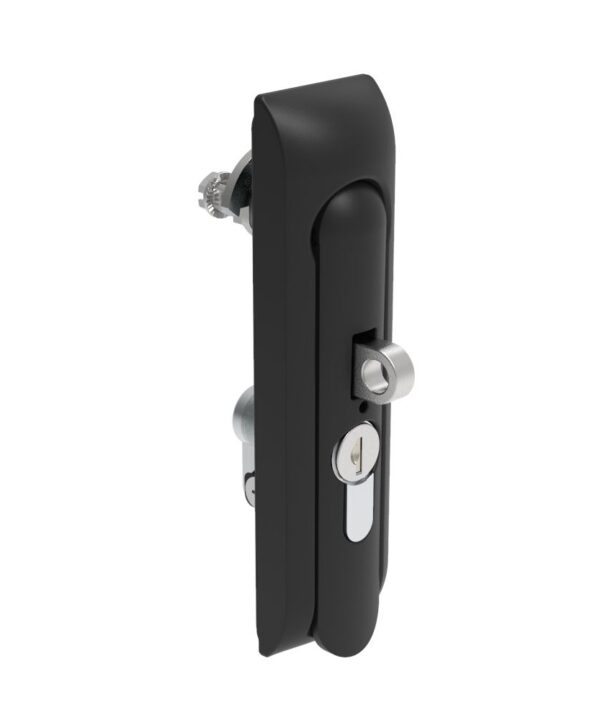 Southco Swinghandle Latch, Medium Size - 125 mm (4.92 in), With Padlock Hasp, Use with Linear Actuator or as Single Point Latch, CH 333 Key DIN, Non-Sealed, Zinc Alloy, Powder Coated, Black