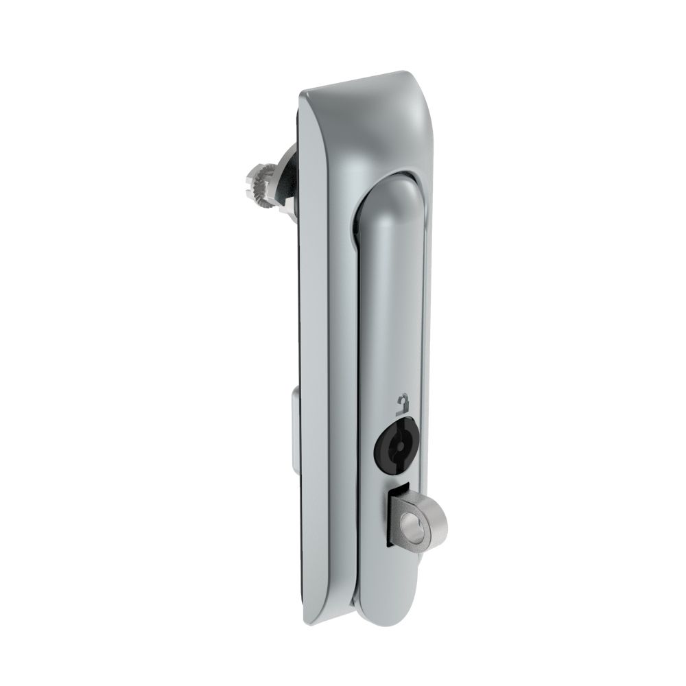Southco Swinghandle Latch, Medium Size - 125 mm (4.92 in), With Padlock Hasp, Use with Linear Actuator or as Single Point Latch, 3 mm Double Bit, Non-Sealed, Zinc Alloy, Satin Chrome Plated