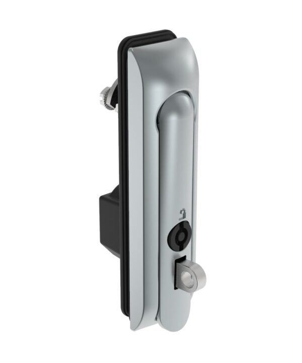 Southco Swinghandle Latch, Medium Size - 125 mm (4.92 in), With Padlock Hasp, Use with Linear Actuator or as Single Point Latch, Bellcore 216 Key, Sealed, Zinc Alloy, Satin Chrome Plated