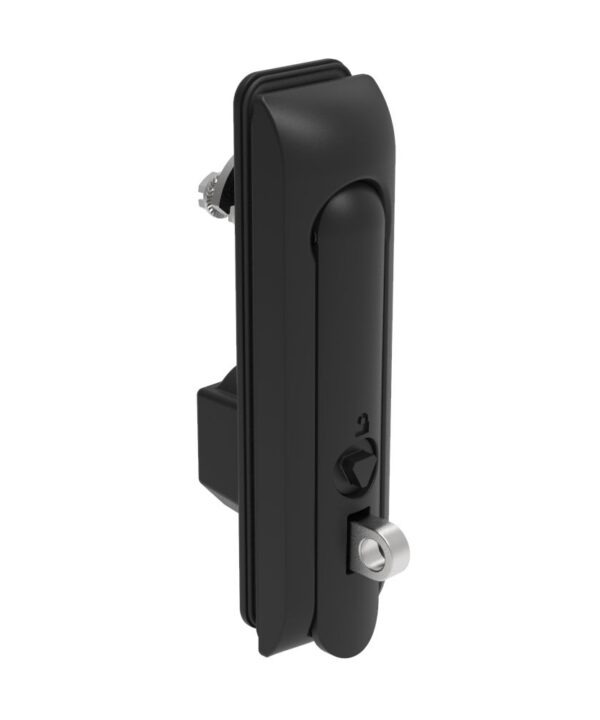 Southco Swinghandle Latch, Medium Size - 125 mm (4.92 in), With Padlock Hasp, Use with Linear Actuator or as Single Point Latch, 8 mm Triangle, Sealed, Zinc Alloy, Powder Coated, Black