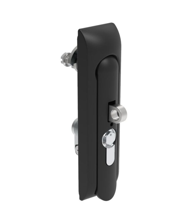 Southco Swinghandle Latch, Medium Size - 125 mm (4.92 in), With Padlock Hasp, Use with Linear Actuator or as Single Point Latch, Bellcore 216 Key DIN, Non-Sealed, Zinc Alloy, Powder Coated, Black