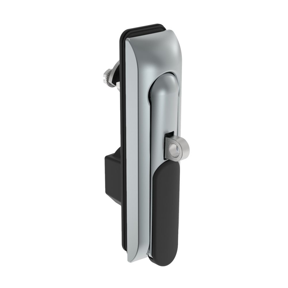 Southco Swinghandle Latch, Medium Size - 125 mm (4.92 in), With Padlock Hasp, Use with Linear Actuator or as Single Point Latch, 8 mm Triangle DIN, Sealed, Zinc Alloy, Satin Chrome Plated