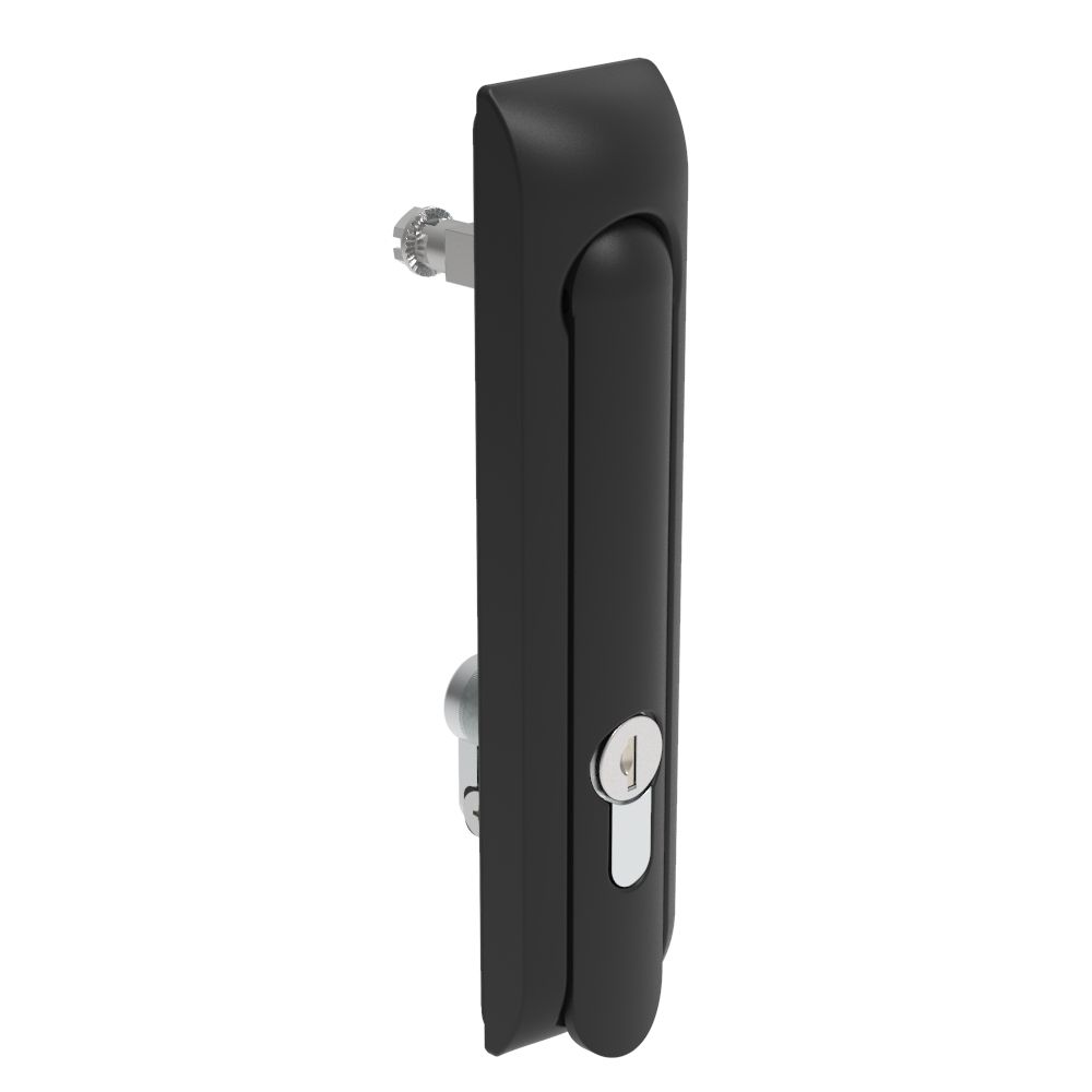 Southco Swinghandle Latch, Large Size - 150 mm (5.9 in), Without Padlock Hasp, Use with Linear Actuator, CH 300 Key DIN, Non-Sealed, Zinc Alloy, Powder Coated, Black