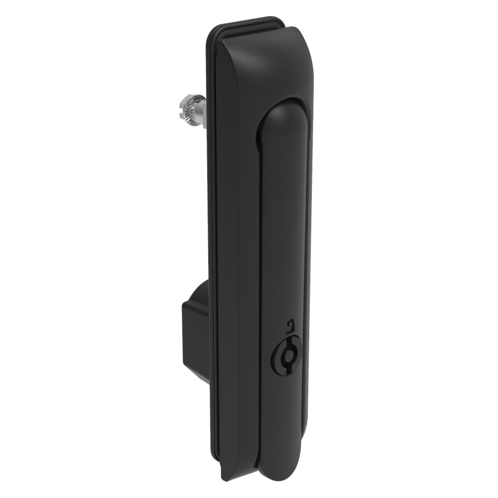 Southco Swinghandle Latch, Large Size - 150 mm (5.9 in), Without Padlock Hasp, Use with Linear Actuator, 5 mm Double Bit, Sealed, Zinc Alloy, Powder Coated, Black