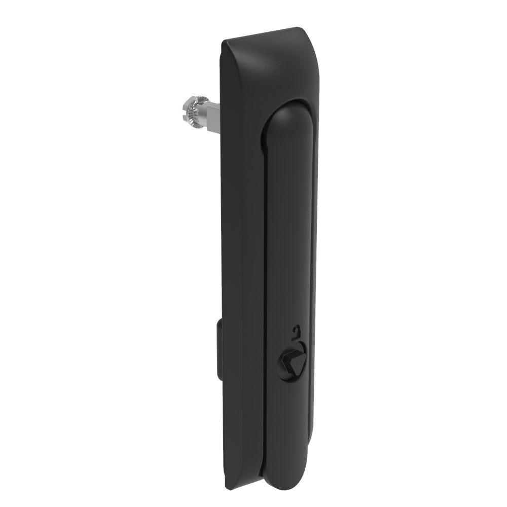 Southco Swinghandle Latch, Large Size - 150 mm (5.9 in), Without Padlock Hasp, Use with Linear Actuator, 8 mm Triangle, Non-Sealed, Zinc Alloy, Powder Coated, Black