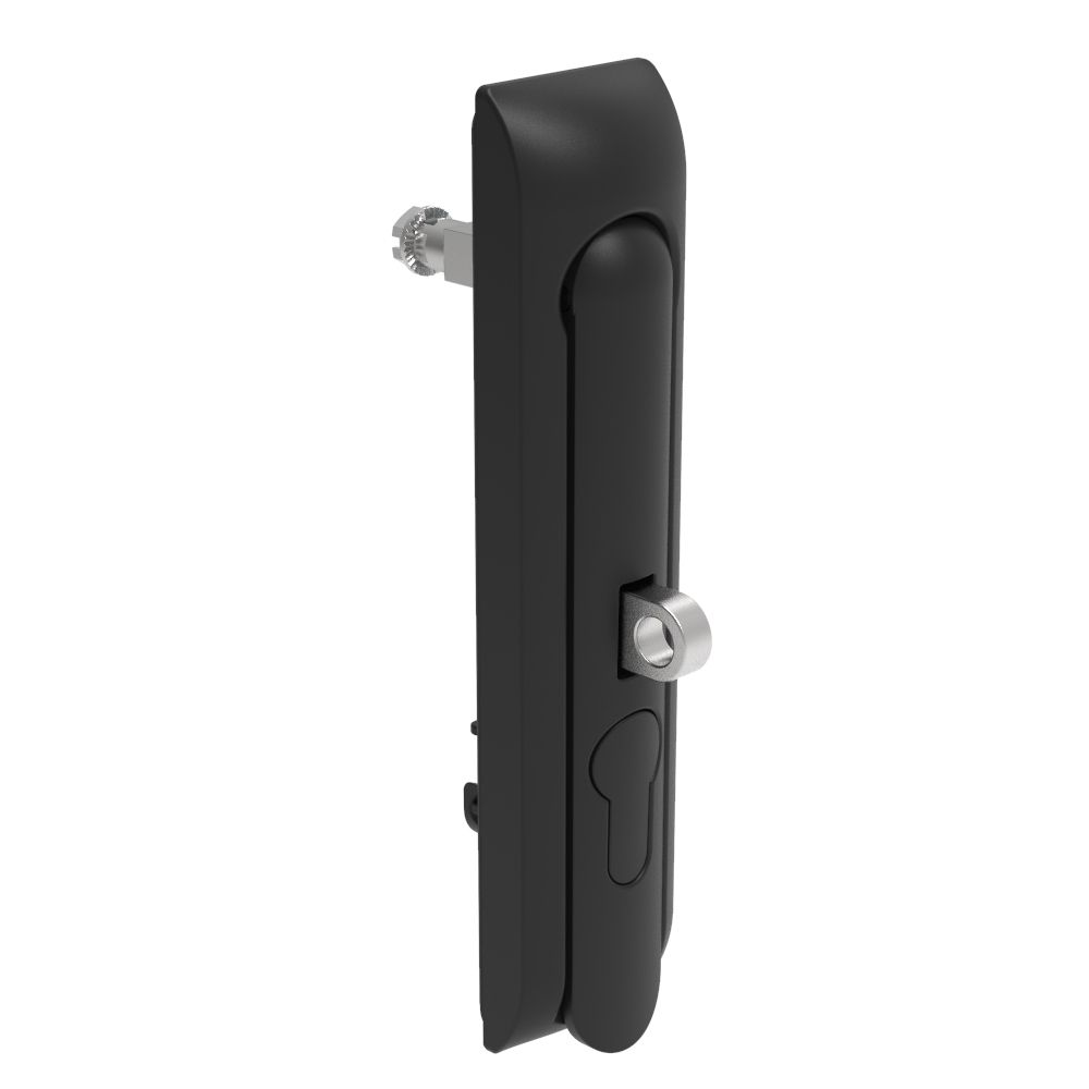 Southco Swinghandle Latch, Large Size - 150 mm (5.9 in), With Padlock Hasp, Use with Linear Actuator or as Single Point Latch, Non-Locking with detent, Non-Sealed, Zinc Alloy, Powder Coated, Black
