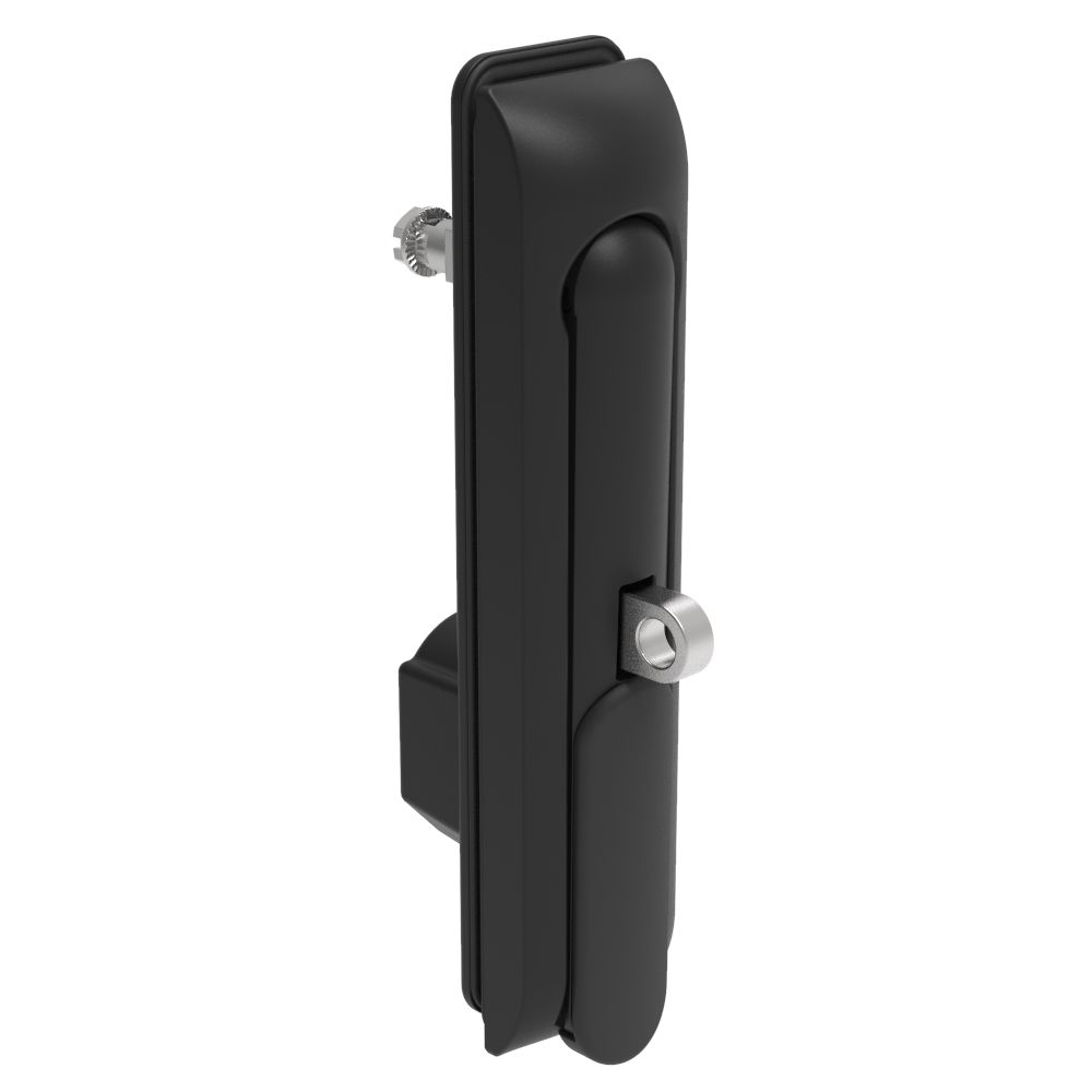 Southco Swinghandle Latch, Large Size - 150 mm (5.9 in), With Padlock Hasp, Use with Linear Actuator or as Single Point Latch, Non-Locking with detent, Sealed, Zinc Alloy, Powder Coated, Black