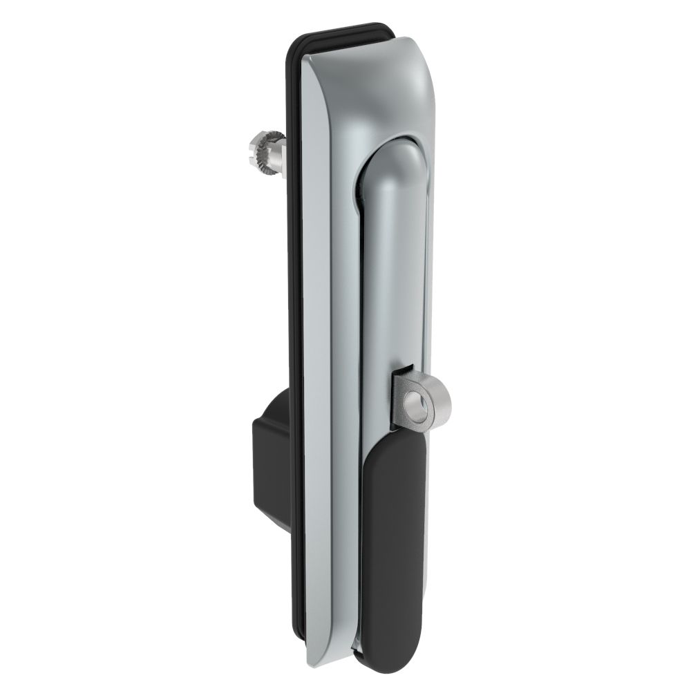 Southco Swinghandle Latch, Large Size - 150 mm (5.9 in), With Padlock Hasp, Use with Linear Actuator or as Single Point Latch, Bellcore 216 Key DIN, Sealed, Zinc Alloy, Satin Chrome Plated