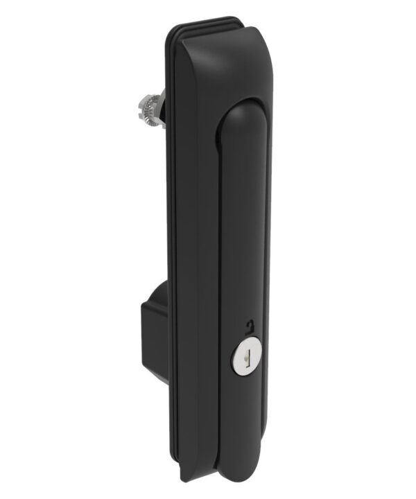 Southco Swinghandle Latch, Large Size - 150 mm (5.9 in), Without Padlock Hasp, Use with Linear Actuator, CH 300 Key, Sealed, Zinc Alloy, Powder Coated, Black