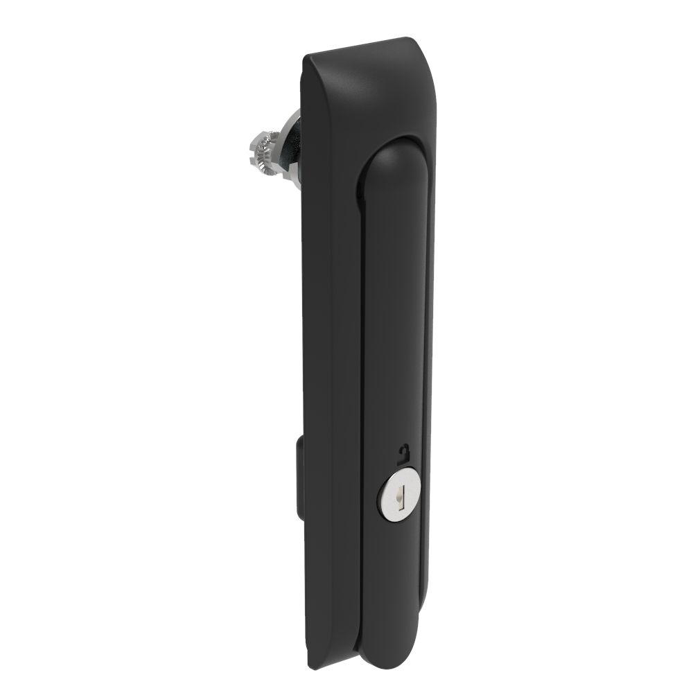 Southco Swinghandle Latch, Large Size - 150 mm (5.9 in), Without Padlock Hasp, Use with Linear Actuator, CH 333 Key, Non-Sealed, Zinc Alloy, Powder Coated, Black