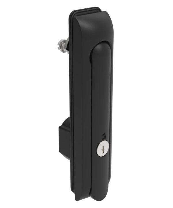 Southco Swinghandle Latch, Large Size - 150 mm (5.9 in), Without Padlock Hasp, Use with Linear Actuator, CH 333 Key, Sealed, Zinc Alloy, Powder Coated, Black