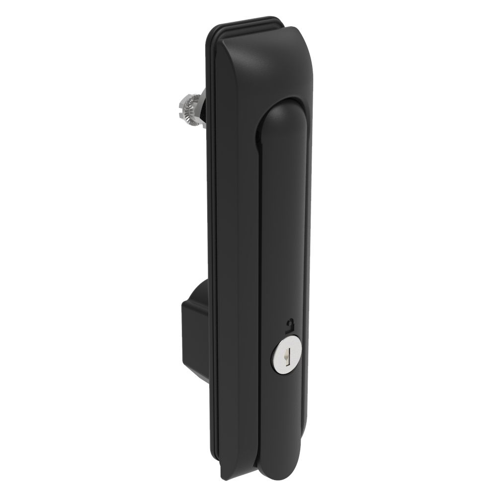 Southco Swinghandle Latch, Large Size - 150 mm (5.9 in), Without Padlock Hasp, Use with Linear Actuator, CH 333 Key, Sealed, Zinc Alloy, Powder Coated, Black