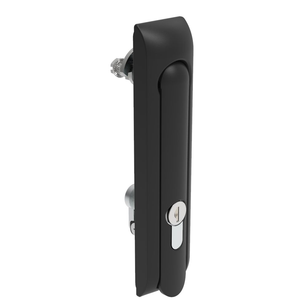 Southco Swinghandle Latch, Large Size - 150 mm (5.9 in), Without Padlock Hasp, Use with Linear Actuator, CH 300 Key DIN, Non-Sealed, Zinc Alloy, Powder Coated, Black