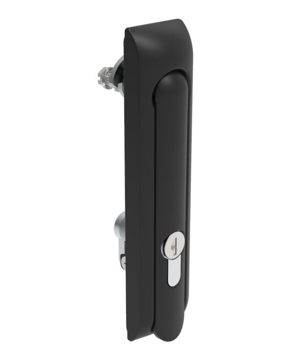 Southco Swinghandle Latch, Large Size - 150 mm (5.9 in), Without Padlock Hasp, Use with Linear Actuator, CH 333 Key DIN, Non-Sealed, Zinc Alloy, Powder Coated, Black