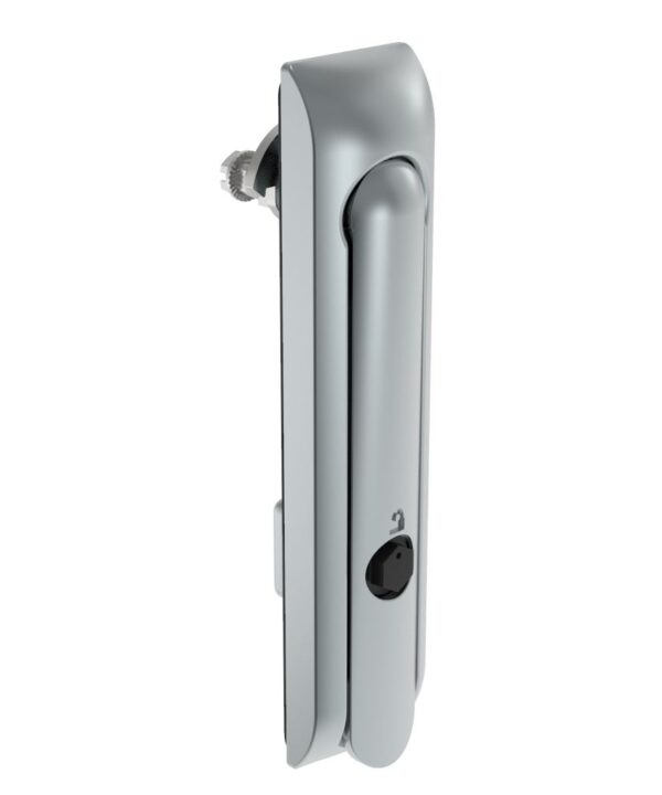 Southco Swinghandle Latch, Large Size - 150 mm (5.9 in), Without Padlock Hasp, Use with Linear Actuator, Bellcore 216 Key, Non-Sealed, Zinc Alloy, Satin Chrome Plated