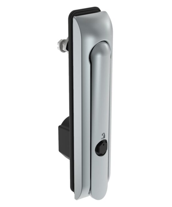 Southco Swinghandle Latch, Large Size - 150 mm (5.9 in), Without Padlock Hasp, Use with Linear Actuator, Bellcore 216 Key, Sealed, Zinc Alloy, Satin Chrome Plated