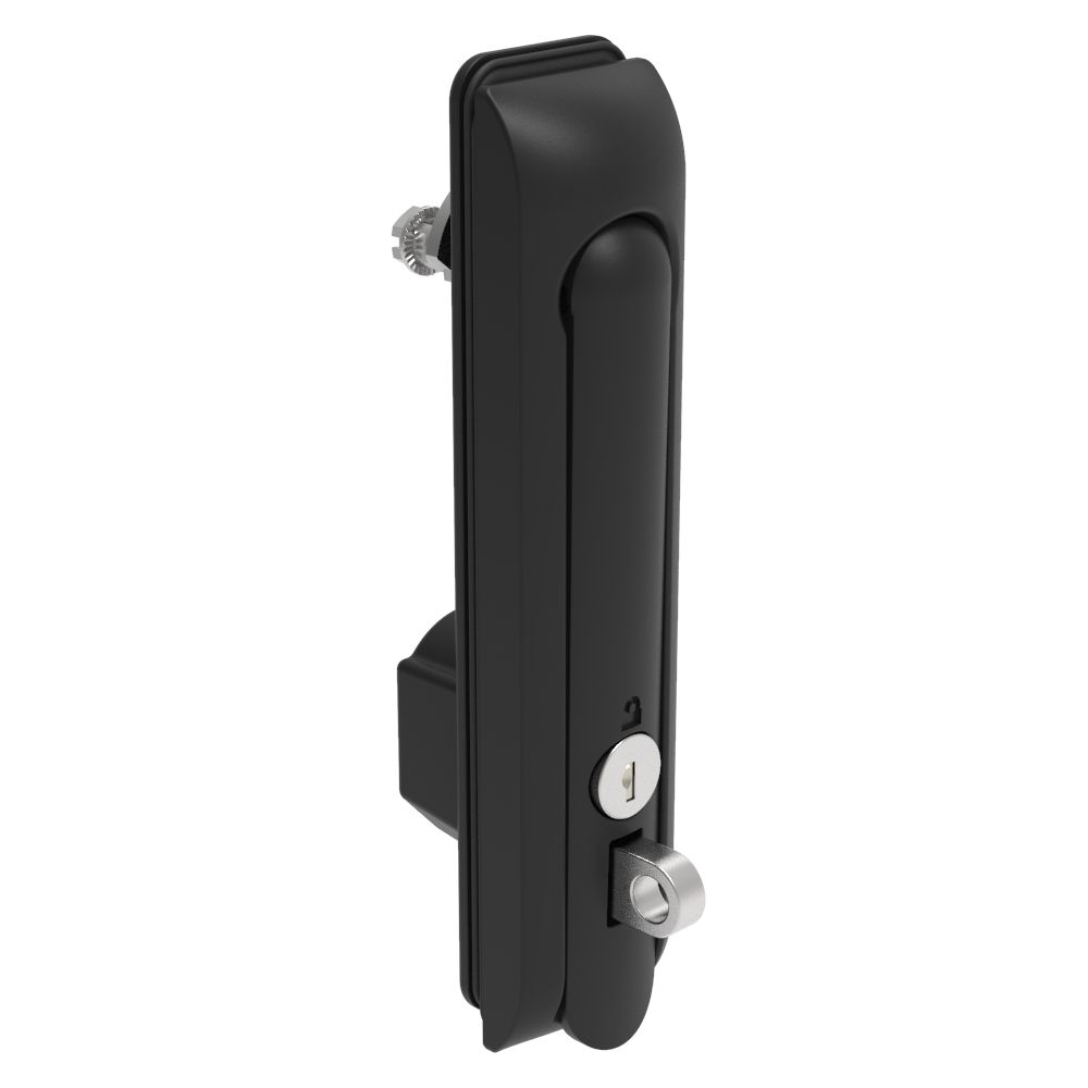 Southco Swinghandle Latch, Large Size - 150 mm (5.9 in), With Padlock Hasp, Use with Linear Actuator or as Single Point Latch, CH 300 Key, Sealed, Zinc Alloy, Powder Coated, Black