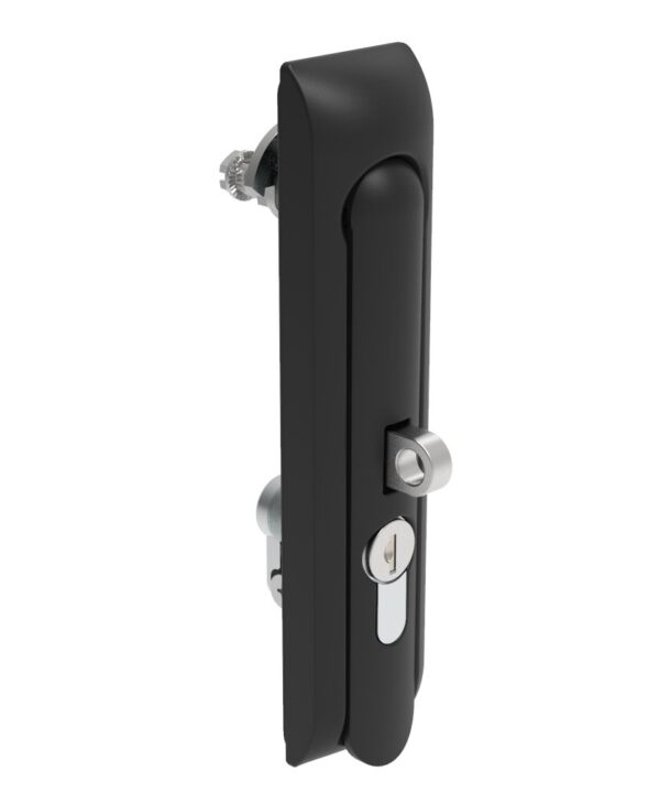 Southco Swinghandle Latch, Large Size - 150 mm (5.9 in), With Padlock Hasp, Use with Linear Actuator or as Single Point Latch, CH 751 Key DIN, Non-Sealed, Zinc Alloy, Powder Coated, Black