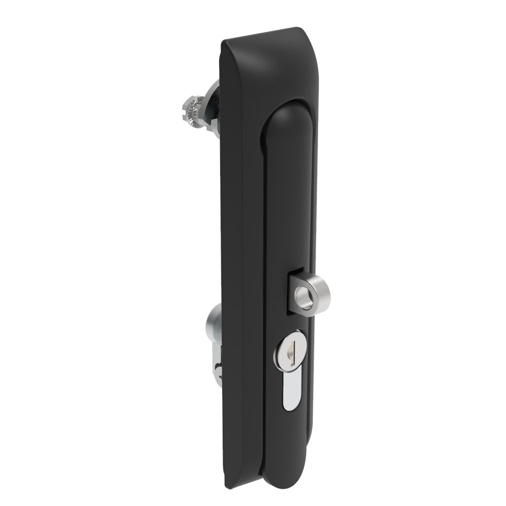 Southco Swinghandle Latch, Large Size - 150 mm (5.9 in), With Padlock Hasp, Use with Linear Actuator or as Single Point Latch, CH 751 Key DIN, Non-Sealed, Zinc Alloy, Powder Coated, Black