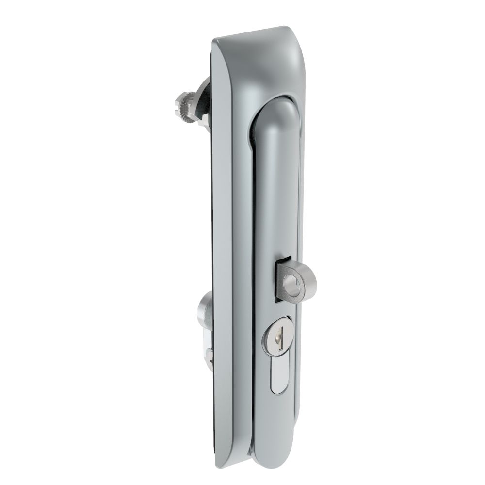 Southco Swinghandle Latch, Large Size - 150 mm (5.9 in), With Padlock Hasp, Use with Linear Actuator or as Single Point Latch, CH 300 Key DIN, Non-Sealed, Zinc Alloy, Satin Chrome Plated