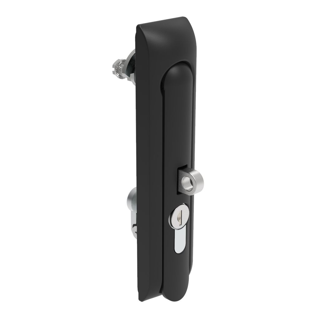 Southco Swinghandle Latch, Large Size - 150 mm (5.9 in), With Padlock Hasp, Use with Linear Actuator or as Single Point Latch, CH 300 Key DIN, Non-Sealed, Zinc Alloy, Powder Coated, Black