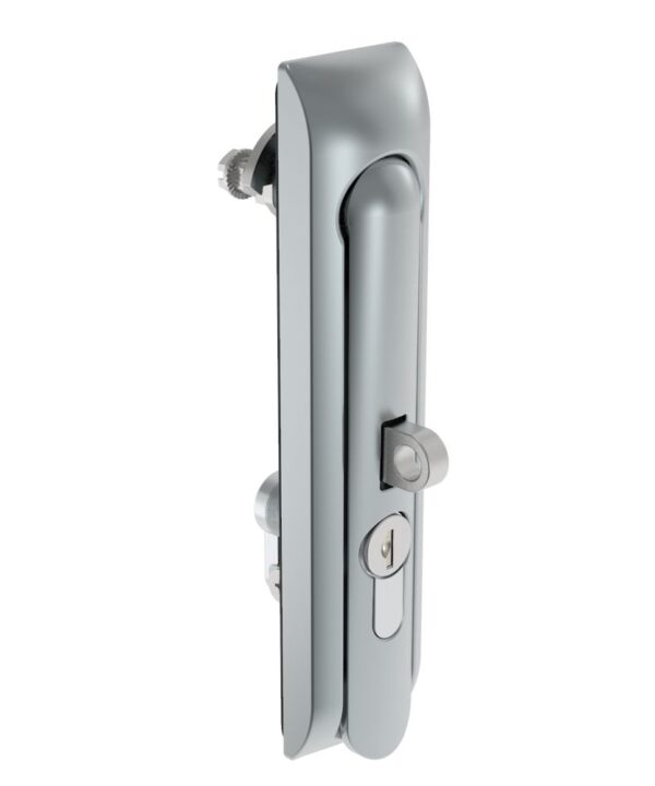 Southco Swinghandle Latch, Large Size - 150 mm (5.9 in), With Padlock Hasp, Use with Linear Actuator or as Single Point Latch, CH 333 Key DIN, Non-Sealed, Zinc Alloy, Satin Chrome Plated