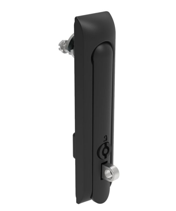 Southco Swinghandle Latch, Large Size - 150 mm (5.9 in), With Padlock Hasp, Use with Linear Actuator or as Single Point Latch, 5 mm Double Bit, Non-Sealed, Zinc Alloy, Powder Coated, Black