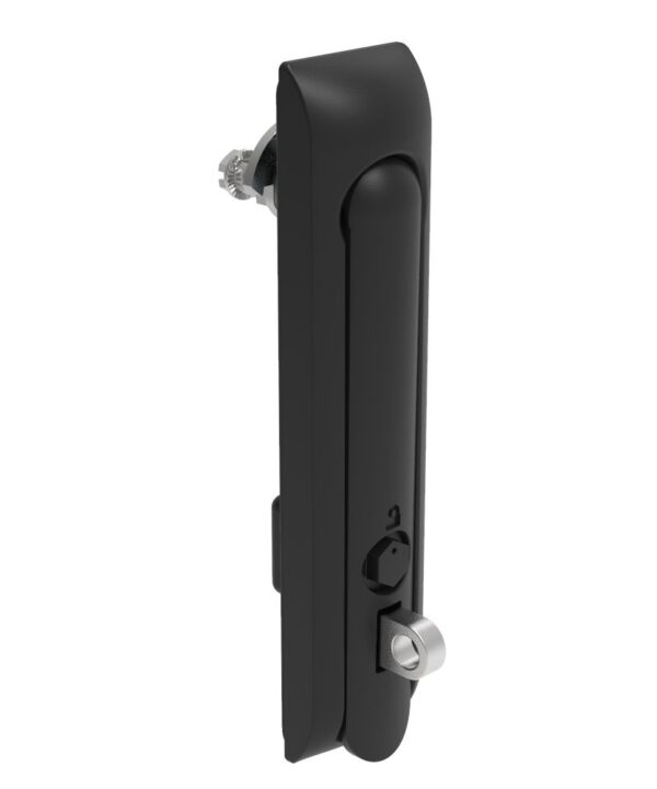 Southco Swinghandle Latch, Large Size - 150 mm (5.9 in), With Padlock Hasp, Use with Linear Actuator or as Single Point Latch, Bellcore 216 Key, Non-Sealed, Zinc Alloy, Powder Coated, Black