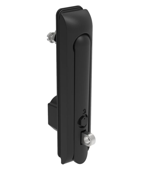 Southco Swinghandle Latch, Large Size - 150 mm (5.9 in), With Padlock Hasp, Use with Linear Actuator or as Single Point Latch, Bellcore 216 Key, Sealed, Zinc Alloy, Powder Coated, Black