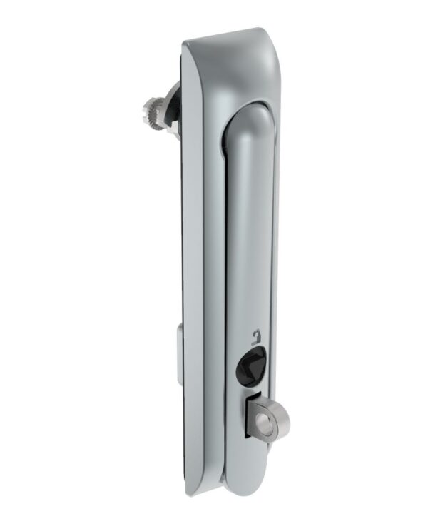 Southco Swinghandle Latch, Large Size - 150 mm (5.9 in), With Padlock Hasp, Use with Linear Actuator or as Single Point Latch, 8 mm Triangle, Non-Sealed, Zinc Alloy, Satin Chrome Plated