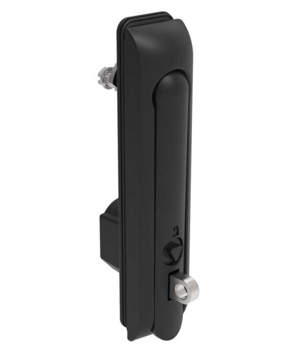 Southco Swinghandle Latch, Large Size - 150 mm (5.9 in), With Padlock Hasp, Use with Linear Actuator or as Single Point Latch, 8 mm Triangle, Sealed, Zinc Alloy, Powder Coated, Black