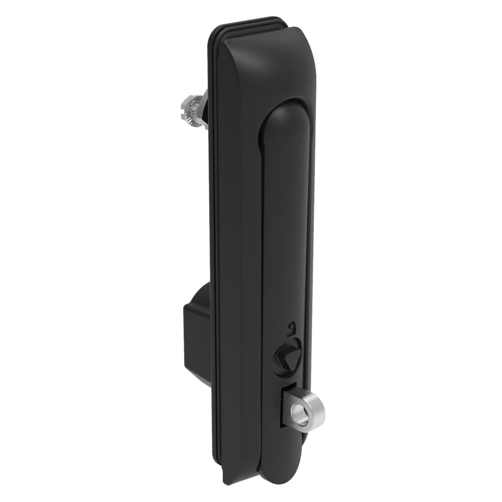 Southco Swinghandle Latch, Large Size - 150 mm (5.9 in), With Padlock Hasp, Use with Linear Actuator or as Single Point Latch, 8 mm Triangle, Sealed, Zinc Alloy, Powder Coated, Black