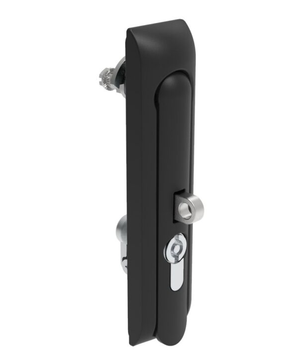 Southco Swinghandle Latch, Large Size - 150 mm (5.9 in), With Padlock Hasp, Use with Linear Actuator or as Single Point Latch, 5 mm Double Bit DIN, Non-Sealed, Zinc Alloy, Powder Coated, Black