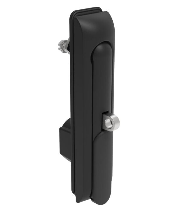 Southco Swinghandle Latch, Large Size - 150 mm (5.9 in), With Padlock Hasp, Use with Linear Actuator or as Single Point Latch, Bellcore 216 Key DIN, Sealed, Zinc Alloy, Powder Coated, Black