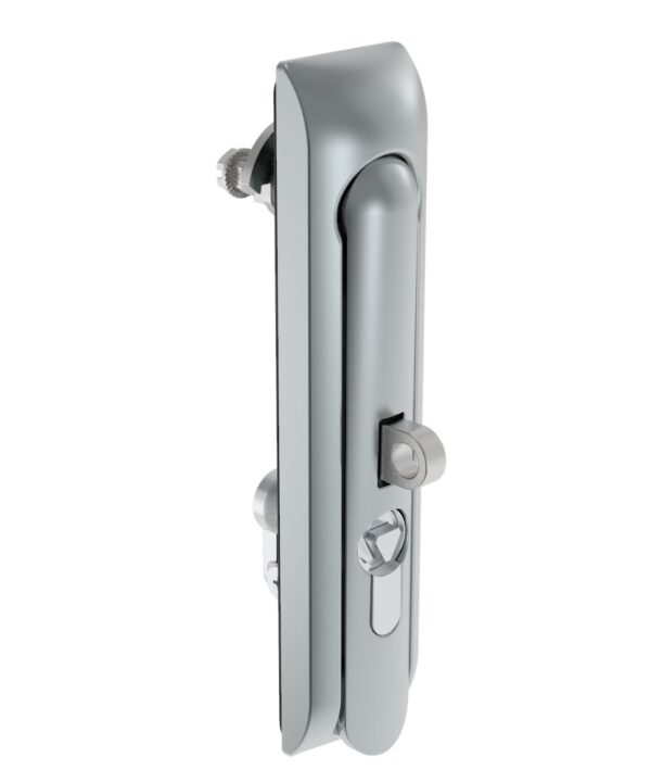 Southco Swinghandle Latch, Large Size - 150 mm (5.9 in), With Padlock Hasp, Use with Linear Actuator or as Single Point Latch, 8 mm Triangle DIN, Non-Sealed, Zinc Alloy, Satin Chrome Plated